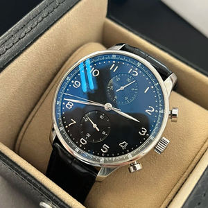 Reloj de Pulsera de Cuero Genuino Vintage para Hombre, Estilo Minimalista de Diseñador de Moda, Multifuncional, Cronógrafo, Automático, para Negocios - Product Image 4