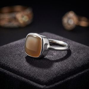 Bijouterie fine en gros belle bague en argent sterling 925 avec pierres précieuses pierre de lune diamant perle incrustation lunette réglage pour cadeau - Product Image 3
