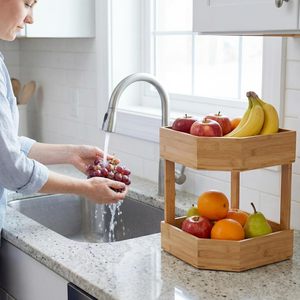 Organisateur d'<span class=keywords><strong>angle</strong></span> 2 niveaux en <span class=keywords><strong>bambou</strong></span> pour garde-manger, légumes, fruits et appareils de cuisine – Multi-usages - Product Image 3