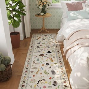 Tappeto da Cucina Premium Antiscivolo, Morbido Tappeto Floreale con Animali e Gatti, Lavabile in Lana con Retro in Gomma per Uso Domestico - Product Image 6