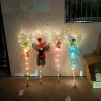 Ballon en forme de rose lumineuse à LED, bouquet artificiel lumineux, ballon transparent en PVC, ballon Bobo, cadeau pour mariage, Saint-Valentin