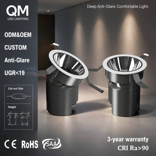 Wholesale Deep Anti Glare Recessed LED Downlight UGR19 CRI90 Adjustable Spotlight Ceiling SAA CE RoHS Lamp Unit