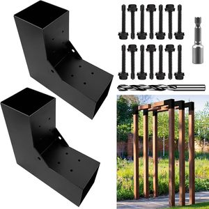 Supports de pergola en forme de L, support d'angle à 2 voies pour poutre en bois de 4 x 4 pouces, intérieur/extérieur - Product Image 1