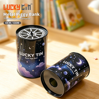 Cofrinho de Metal Personalizado em Lata com Design Noite Estrelada, Caixa de Poupança Infantil, Atacado, Fornecimento a Granel, OEM ODM
