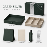 Coffret cadeau d'entreprise personnalisé 2027 avec calendrier de bureau, carnet, parapluie pliant, emballage avec logo OEM