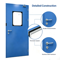Porte coulissante de purification à économie d'espace avec fenêtre de visualisation pour salle blanche, chambre à air et salle tampon, directement de l'usine