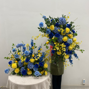 M-FB95 Décoration de luxe pour mariage, arrangement de fleurs en soie rouge, <span class=keywords><strong>champagne</strong></span>, bleu, boules de fleurs pour centre de table - Product Image 2