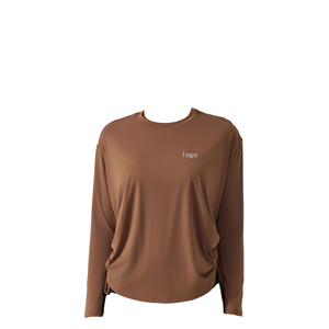 Custom Logo Solid Colors Plus Size Loose Nylon Women's Fitness Casual Shirt Wide Collar Long Sleeves Quick Dry Breathable - Product Image 4