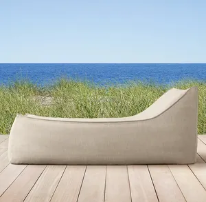 造型流畅优美的户外家具布艺软垫沙发特色简约线条单人贵妃椅室内