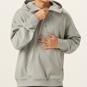Sudadera con Capucha Personalizada de Gran Peso (400 g/m²), Talla Grande, Color Sólido, Cierre de Cremallera de un Cuarto, Bolsillo Delantero, Diseño de Hombros Caídos, Otoño, ODM - Product Image 5