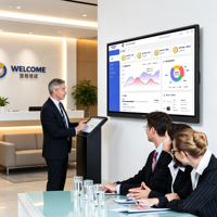 Tableau blanc interactif intelligent sans fil à écran tactile Android Windows, système double, 4K UHD, 55/65/75/86/98 pouces