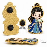 Broche personnalisée en émail souple, style chinois ancien, personnage Hanfu Chibi, plaqué or, pour sac, cadeau, vente en gros, épingle à chapeau