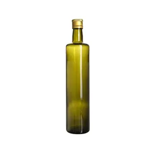 Empty 250ml 500ml 750ml Dark Green Square Olive Oil Glass Bottle With Aluminum Cap