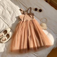 Robe d'été pour filles, style nouveau 2025, bretelles roses, douce et élégante, robe de plage princesse, tissu en maille ODM