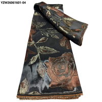 Gaun Pesta Afrika Desain Bunga Anggun Kain Brokat Jacquard Bordir Bunga Organza Brokat Jacquard Kain Brokat Jacquard