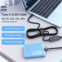 Adaptateur USB C vers DC 100W, câble PD avec 8 têtes de conversion DC et écran d'affichage