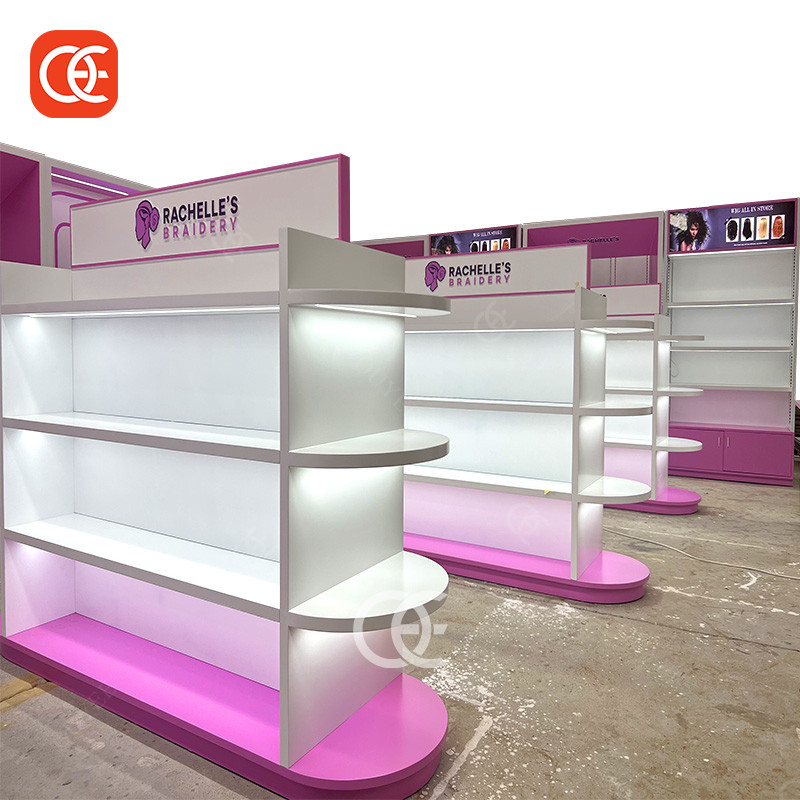 beauty supply store shelf for wigs and extensions