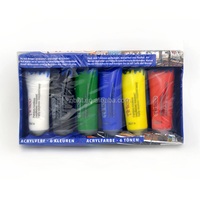 Ensemble de peinture acrylique en gros avec logo personnalisé, 6 couleurs, 75 ml, pigments de qualité supérieure, permanents pour toile, papier, fournitures scolaires
