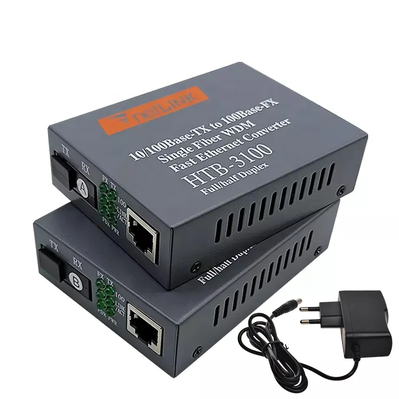 Venta al por mayor 100M HTB 3100 Ethernet Converter Tx1310/rx1550nm SC Ethernet Fibra Media Converter 20km Convertidor óptico para datos SM