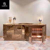 Buffet de style moderne de luxe léger avec tiroirs en laiton doré fantaisie pour salle à manger et mobilier de maison
