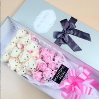 Mini Bouquet d'Ours en Peluche Rose Doux en Coton Rembourrage PP Logo Brodé Vente en Gros Cadeau de la Saint-Valentin 5cm