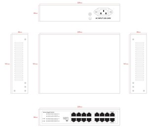 16-Port <span class=keywords><strong>Gigabit</strong></span> <span class=keywords><strong>Ethernet</strong></span> chuyển đổi 16*10/100/1000Mbps RJ45 cổng mạng chuyển đổi - Product Image 2