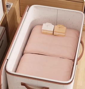 Boîte de <span class=keywords><strong>rangement</strong></span> rectangulaire pliable et étanche fonctionnelle en coton avec fermeture à glissière pour vêtements maison ou chambre à coucher Baket avec couvercle - Product Image 6