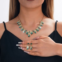 Ensemble d'accessoires deux pièces pour robe de mariée et de soirée : collier et boucles d'oreilles en alliage, élégante chaîne de clavicule pour femme