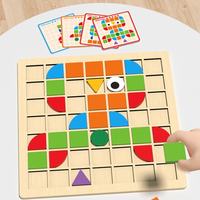 Juguetes Educativos de Madera para Niños Pequeños, Montessori, 120 Bloques, Rompecabezas de Mosaico con 40 Tarjetas de Formas para Niños