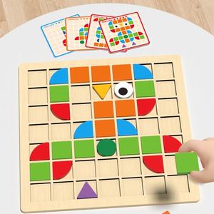 Juguetes Educativos de Madera para Niños Pequeños, Montessori, 120 Bloques, Rompecabezas de Mosaico con 40 Tarjetas de Formas para Niños - Product Image 2