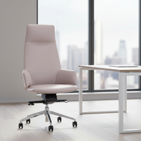 Chaise de bureau de direction en cuir de luxe au design moderne, accoudoirs fixes, confort ergonomique, structure en aluminium LS P-5157-A3, utilisation à domicile ou au bureau