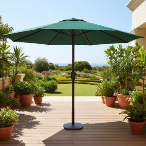 Sombrilla de Patio de 7.5 Pies con Poste de Aluminio, Poliéster Verde, Manivela Manual, Inclinación Ajustable, para Jardín, Patio, Playa - Product Image 2