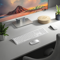 Combo de ratón y teclado inalámbrico de alta velocidad, rango de 10m, LED diseño delgado, teclas duraderas para Windows, Mac, Android, para juegos de negocios