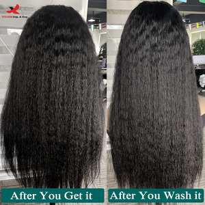 Perruques en cheveux vierges HQ Mixed Proc Discount, perruque en dentelle HD, perruque droite crépue, cuticules alignées, perruques en dentelle frontale - Product Image 3