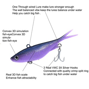 เหยื่อตกปลาแบบนิ่มชนิดมีสาย 95 มม. 115 มม. VMC 3X Hooks Through Wired Soft Vibra Lure PVC Soft Vibes Shads Fishing Soft Plastic Lure Soft Vibe Lure - Product Image 6