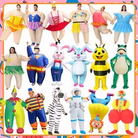 Costume de Clown Gonflable Rose sans Bretelles pour Adulte, Idéal pour Spectacles Annuels Amusants, Fêtes et Halloween, en Polyester