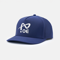 Casquette de golf respirante perforée au laser personnalisée, 5 panneaux, bleu marine, imperméable, casquette snapback sport