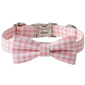 Collar de perro a cuadros de estilo único de Tanpopo con pajarita, regalo para mascotas, ajustable, suave, macarrón Color, lazo, tela estampada, Collar de cuello de perro - Product Image 2