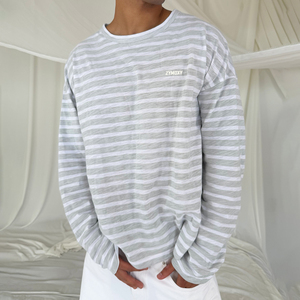 Chemises à manches longues rayées 100 % coton pour hommes, col rond, confortables, de haute qualité, design personnalisé. - Product Image 1
