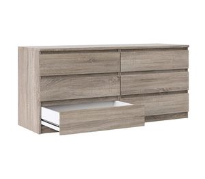 Muebles para el hogar pecho <span class=keywords><strong>ancho</strong></span> <span class=keywords><strong>de</strong></span> 6 cajones (3 + 3) En trufa <span class=keywords><strong>de</strong></span> roble muebles <span class=keywords><strong>de</strong></span> sala <span class=keywords><strong>de</strong></span> tablero <span class=keywords><strong>de</strong></span> partículas MDF - Product Image 1