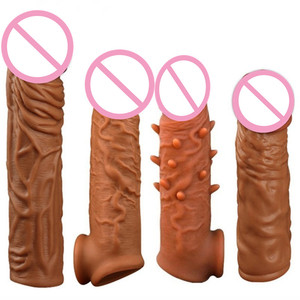 Crystal met stekelige noppen condoom volwassen seksspeeltje voor mannen masturbatie massager geëmuleerde mannelijke draagbare vertraagde penishoes - Product Image 1