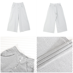 Nuovi <span class=keywords><strong>Pantaloni</strong></span> Casual <span class=keywords><strong>a</strong></span> Vita Alta con Elastico, Stile Retrò <span class=keywords><strong>a</strong></span> <span class=keywords><strong>Righe</strong></span>, Moda Primavera/Estate - Product Image 3