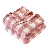 Couette d'été en gaze triple épaisseur de coton pur lavé, à rayures fines, teinture réactive, pour la maison, simple ou double, vente en gros