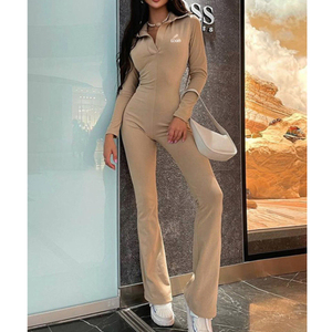 F230284 Tuta Intera Personalizzata Autunno Inverno 2026 con Cerniera, <span class=keywords><strong>Maniche</strong></span> <span class=keywords><strong>Lunghe</strong></span> e Gamba Larga per <span class=keywords><strong>Donna</strong></span> - Product Image 2