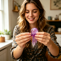 Jouet sensoriel méduse souple en TPR avec paillettes transparentes, jouet anti-stress à tentacules ondulants pour enfants