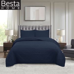 Ensemble de couette Besta, design géométrique ultrasonique, style européen et américain, rembourrage en polyester, 3 pièces, technologie Pinsonic - Product Image 1