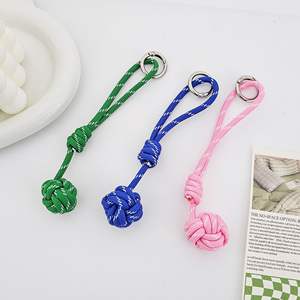 Mengda Miu estilo poliéster Multicolor transferencia bola tejida cuerda colgante llavero, mochila equipaje etiqueta moda colgante - Product Image 5