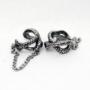 yunnique Snake <b>Cuff</b> <b>Earrings</b> Tibetan Silver Chain Attached Animal Design Fashion Jewelry - Product Image 1