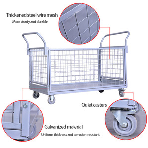 Tùy chỉnh bốn bánh công nghiệp kim loại xe đẩy tay đoạn đường nối kho hàng hóa xử lý dây lưới bao vây nền tảng OEM hỗ trợ - Product Image 6