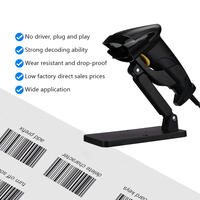 Lector de código de barras USB inalámbrico YHDAA 2D escáner de código de barras QR de mano para escaneo de pantalla compatible con inventario de almacén de supermercado
